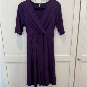 Mother Bee Maternity Deep Purple Midi Dress